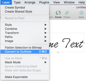 Converting text to outlines for SVG use in Sketch.
