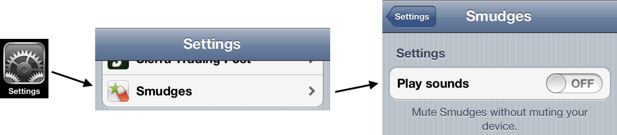 Shutting off Smudge's sounds in the iOS 5 Settings app