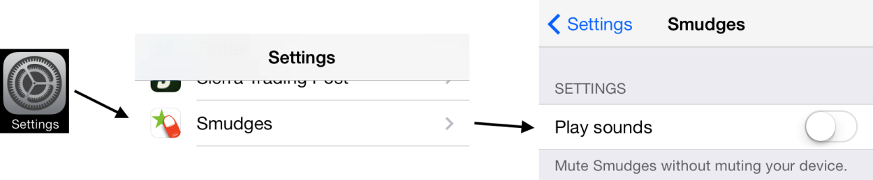 Shutting off Smudge's sounds in the iOS 7 Settings app