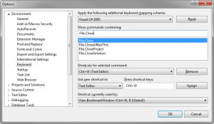 Visual Studio Keyboard Options