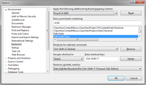Visual Studio Keyboard Options (Edit.UndoClose)