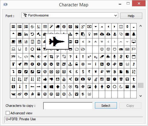Looking up character codes in the Windows Character Map