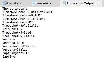 Debugging to get font names available to your app