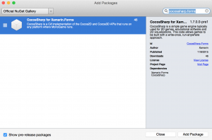 Adding the pre-release CocosSharp NuGet  package.